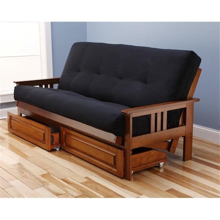 Templeton Monterey Frame Suede Mattress & Storage Drawers; Black - Black TE5714